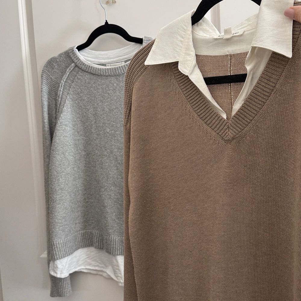 LAST CHANCE ‼️ 2-for-1  Sweaters w/ Built-In Layered Look Shirts